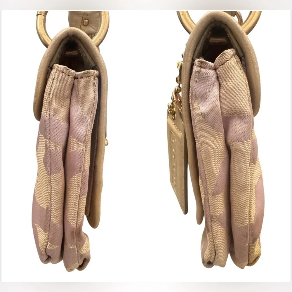 Coach Rare Pink and Beige Parker Bow Ruched Mini Small Shoulder Bag